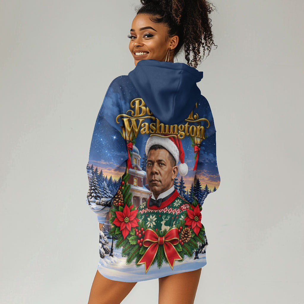 Booker T. Washington Christmas Hoodie Dress Ugly Christmas Pattern Starry Winter Night