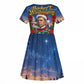 Booker T. Washington Christmas Kid Short Sleeve Dress Ugly Christmas Pattern Starry Winter Night