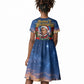 Booker T. Washington Christmas Kid Short Sleeve Dress Ugly Christmas Pattern Starry Winter Night