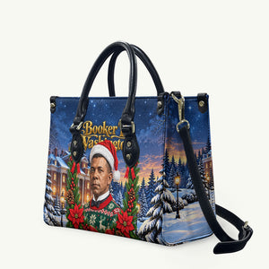 Booker T. Washington Christmas Leather Bag Ugly Christmas Pattern Starry Winter Night