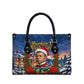 Booker T. Washington Christmas Leather Bag Ugly Christmas Pattern Starry Winter Night