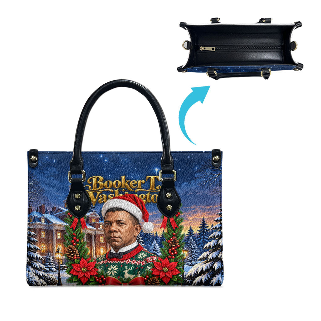 Booker T. Washington Christmas Leather Bag Ugly Christmas Pattern Starry Winter Night