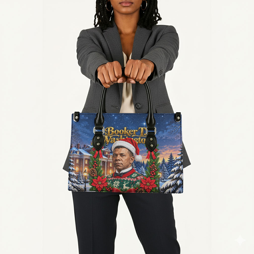 Booker T. Washington Christmas Leather Bag Ugly Christmas Pattern Starry Winter Night