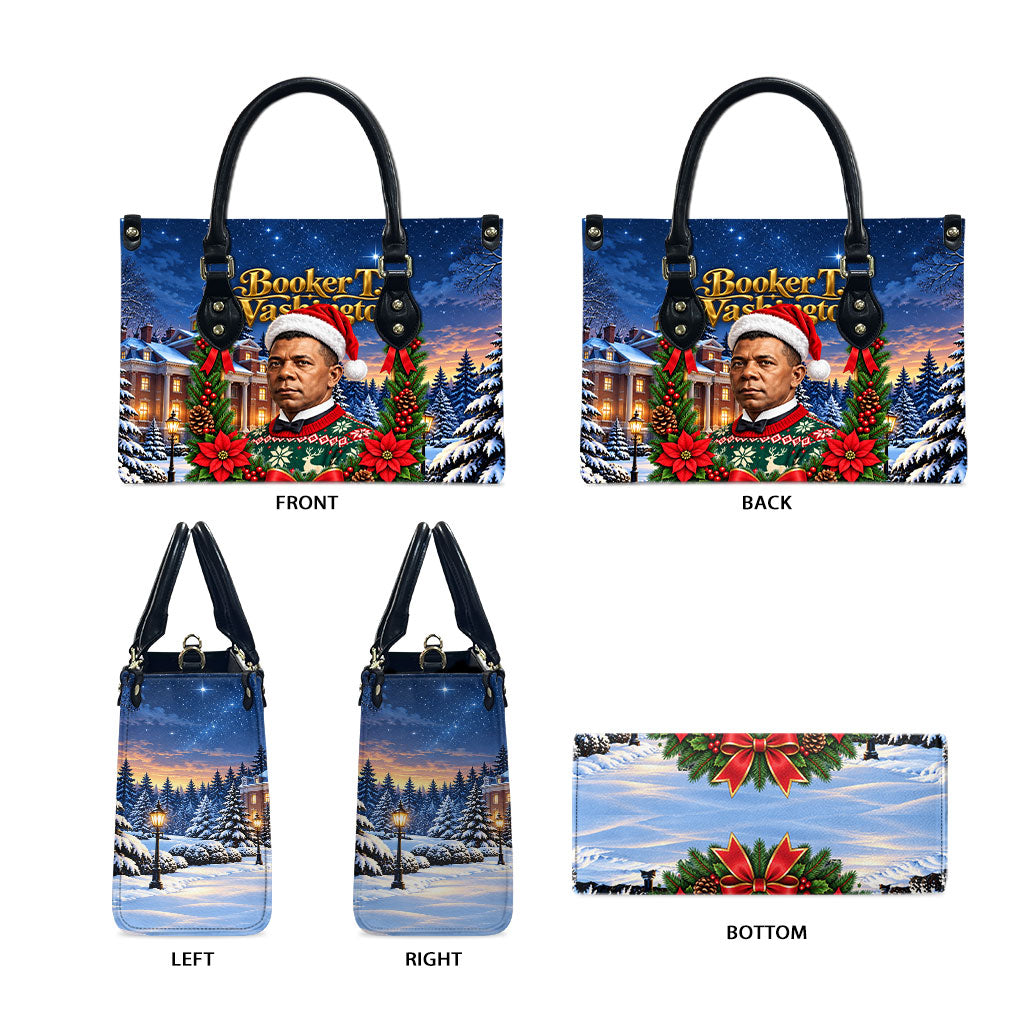 Booker T. Washington Christmas Leather Bag Ugly Christmas Pattern Starry Winter Night
