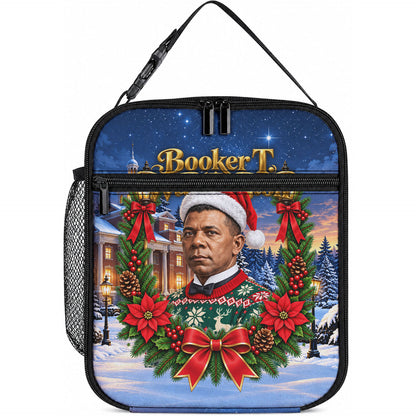 Booker T. Washington Christmas Lunch Bag Ugly Christmas Pattern Starry Winter Night
