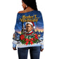 Booker T. Washington Christmas Off Shoulder Sweater Ugly Christmas Pattern Starry Winter Night