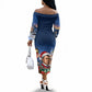 Booker T. Washington Christmas Off The Shoulder Long Sleeve Dress Ugly Christmas Pattern Starry Winter Night