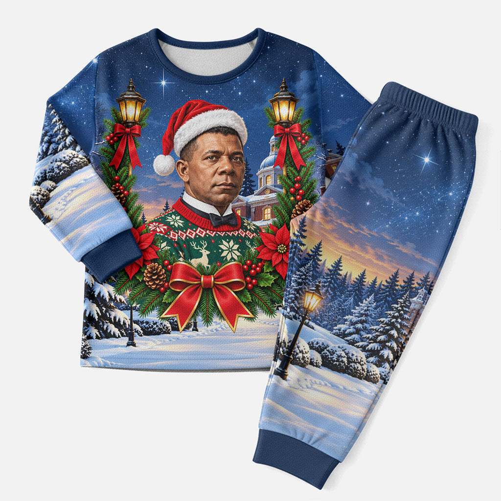 Booker T. Washington Christmas Pajama Set Ugly Christmas Pattern Starry Winter Night