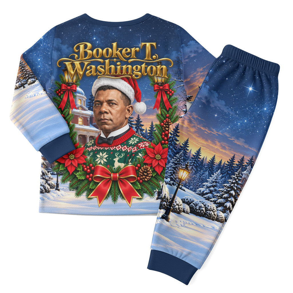 Booker T. Washington Christmas Pajama Set Ugly Christmas Pattern Starry Winter Night