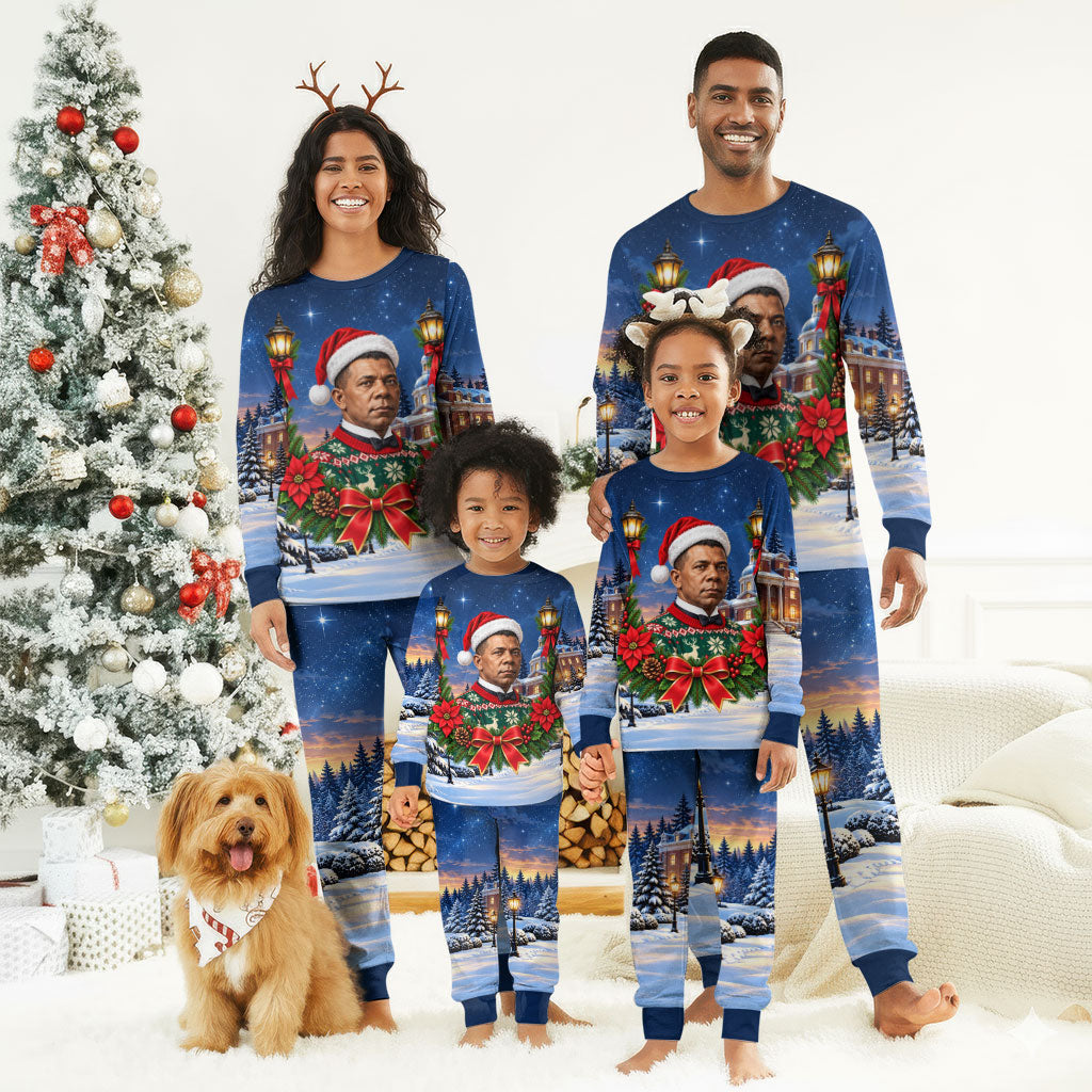 Booker T. Washington Christmas Pajama Set Ugly Christmas Pattern Starry Winter Night