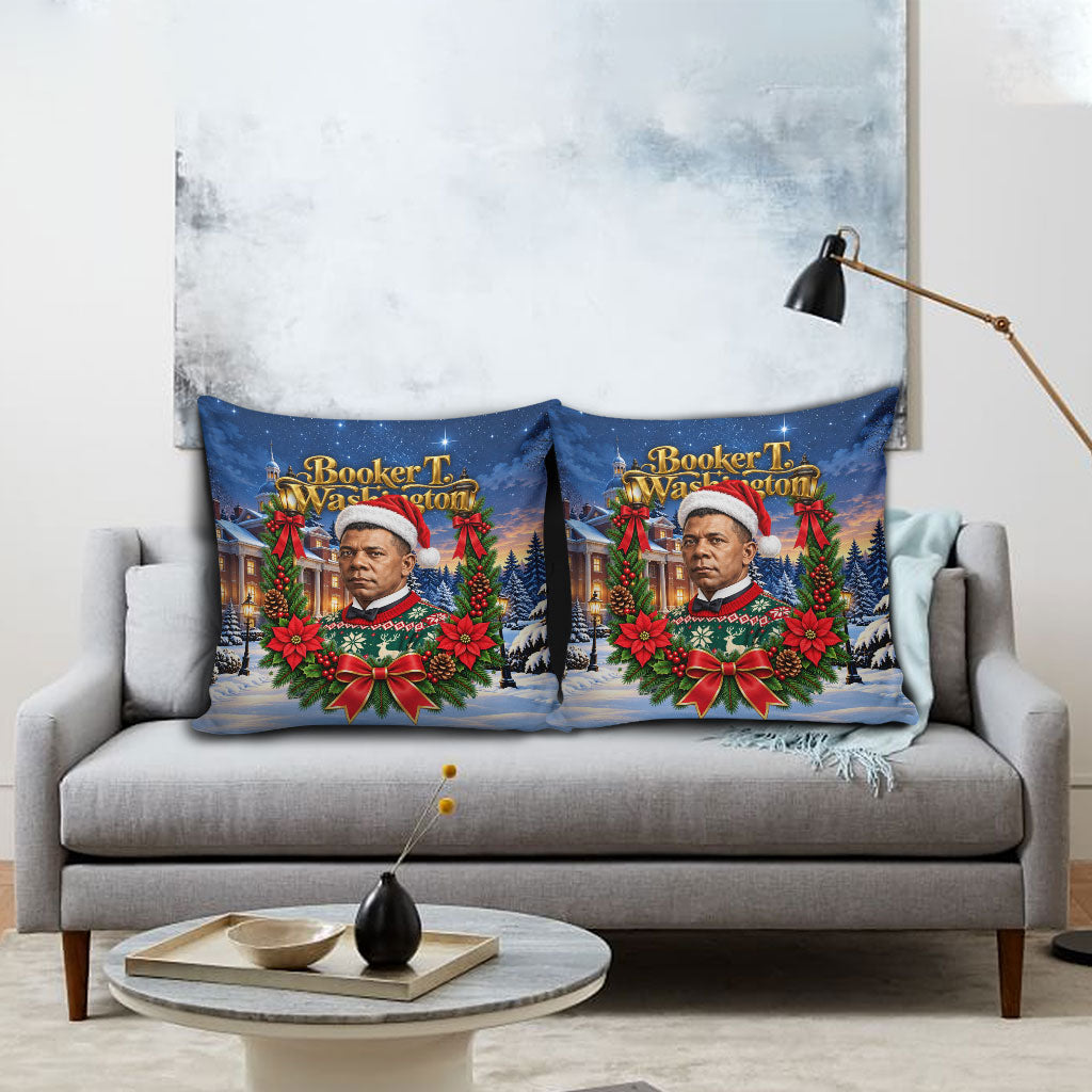 Booker T. Washington Christmas Pillow Cover Ugly Christmas Pattern Starry Winter Night