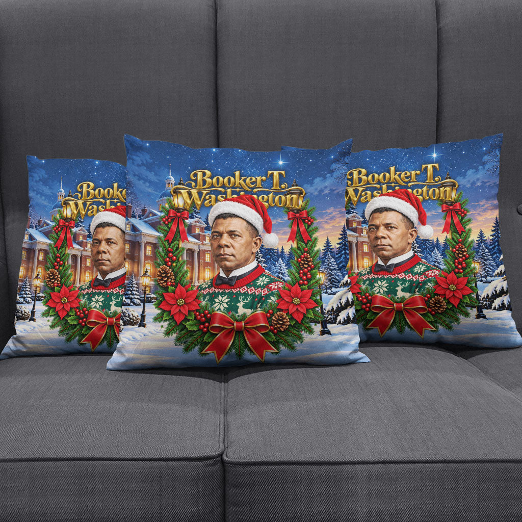 Booker T. Washington Christmas Pillow Cover Ugly Christmas Pattern Starry Winter Night