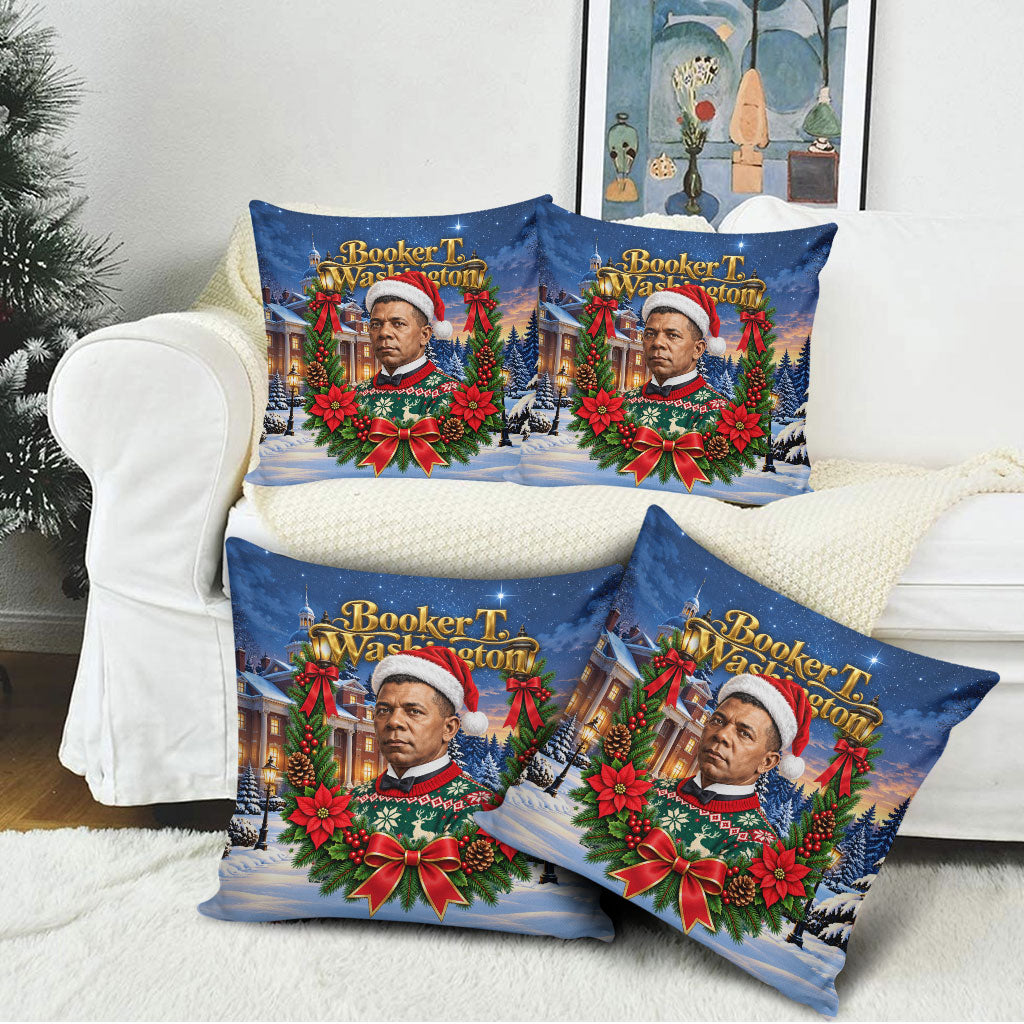 Booker T. Washington Christmas Pillow Cover Ugly Christmas Pattern Starry Winter Night