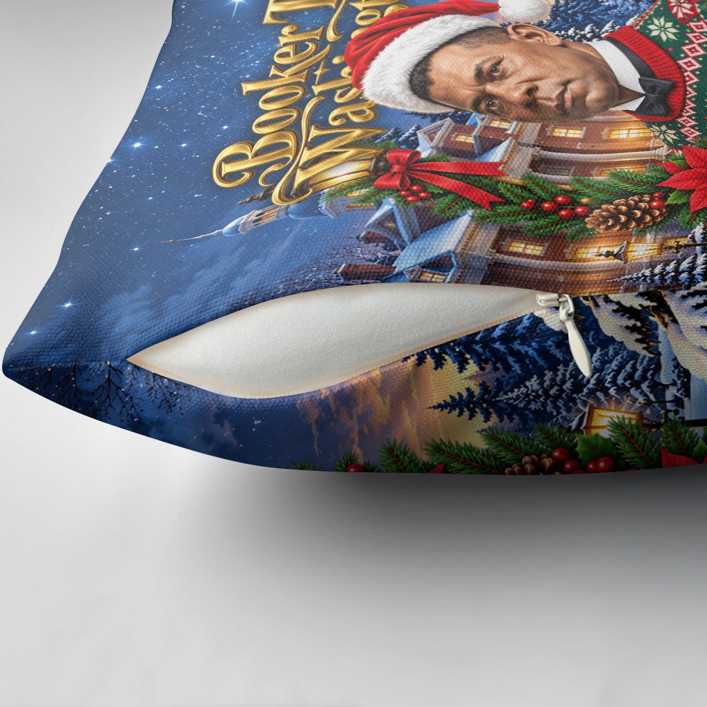 Booker T. Washington Christmas Pillow Cover Ugly Christmas Pattern Starry Winter Night