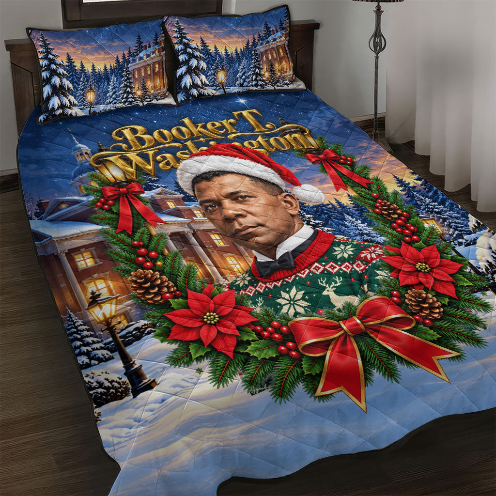 Booker T. Washington Christmas Quilt Bed Set Ugly Christmas Pattern Starry Winter Night
