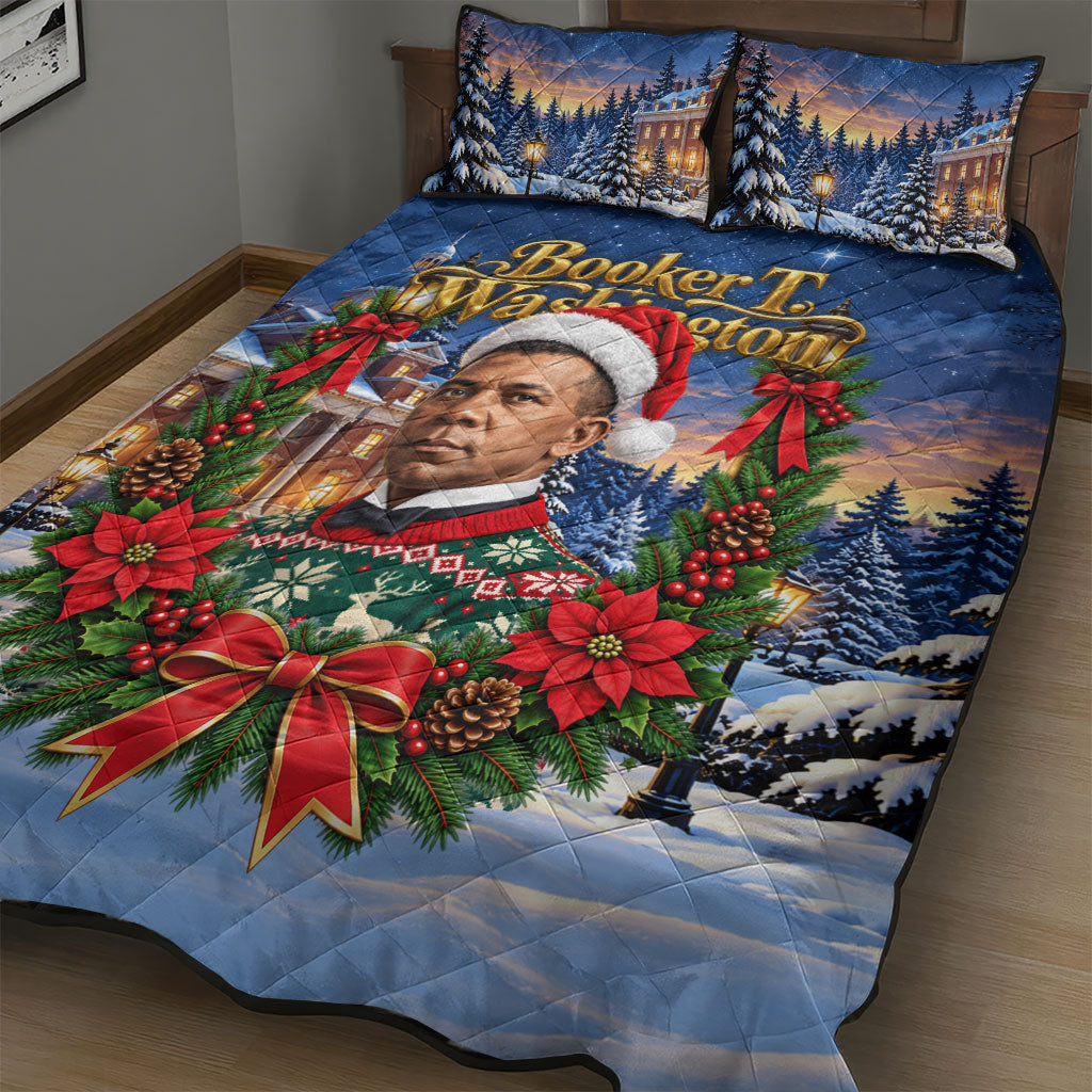 Booker T. Washington Christmas Quilt Bed Set Ugly Christmas Pattern Starry Winter Night