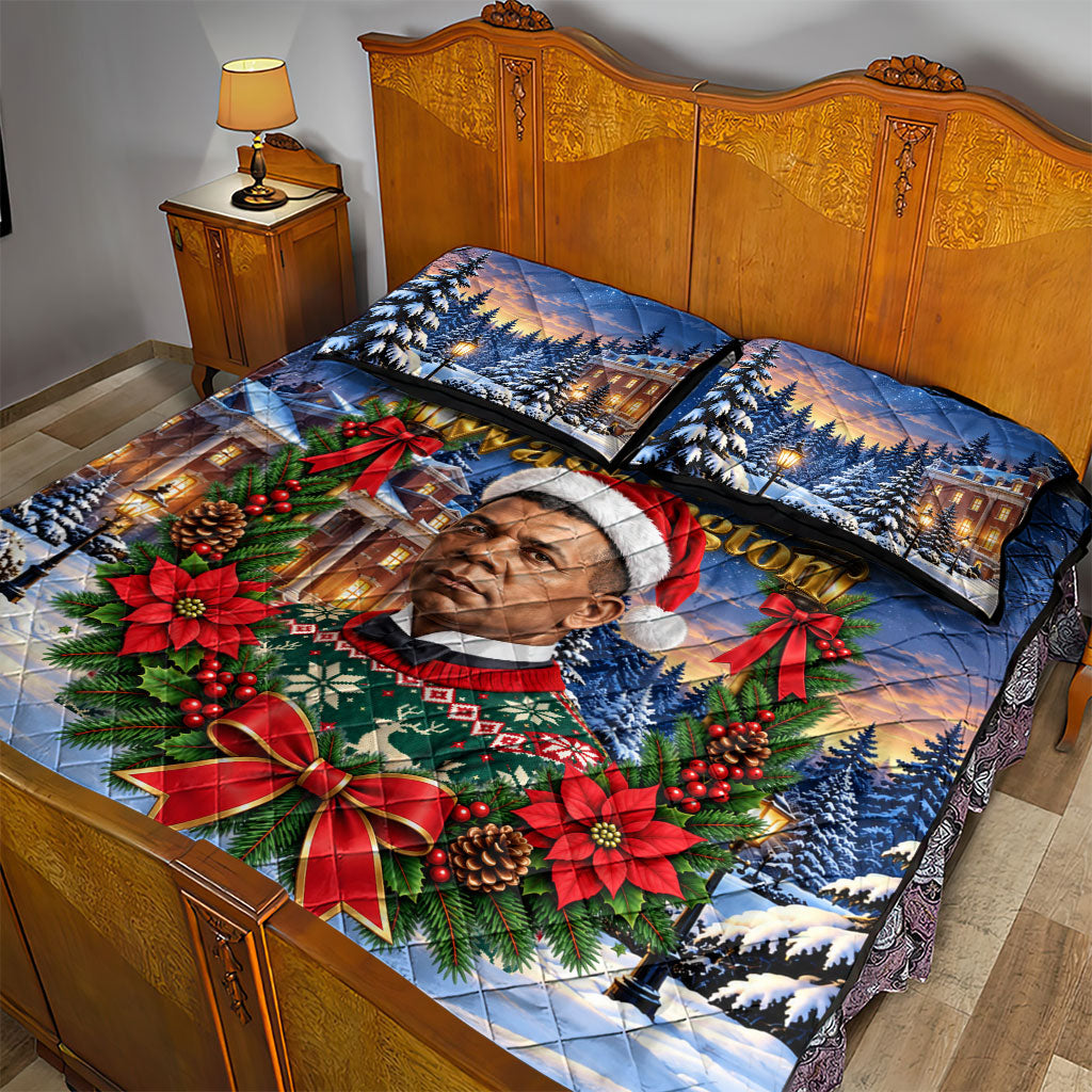 Booker T. Washington Christmas Quilt Bed Set Ugly Christmas Pattern Starry Winter Night