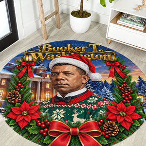 Booker T. Washington Christmas Round Carpet Ugly Christmas Pattern Starry Winter Night