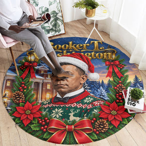 Booker T. Washington Christmas Round Carpet Ugly Christmas Pattern Starry Winter Night