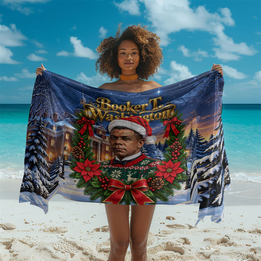 Booker T. Washington Christmas Sarong Ugly Christmas Pattern Starry Winter Night
