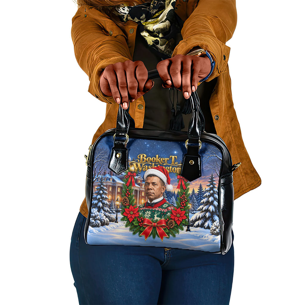 Booker T. Washington Christmas Shoulder Handbag Ugly Christmas Pattern Starry Winter Night