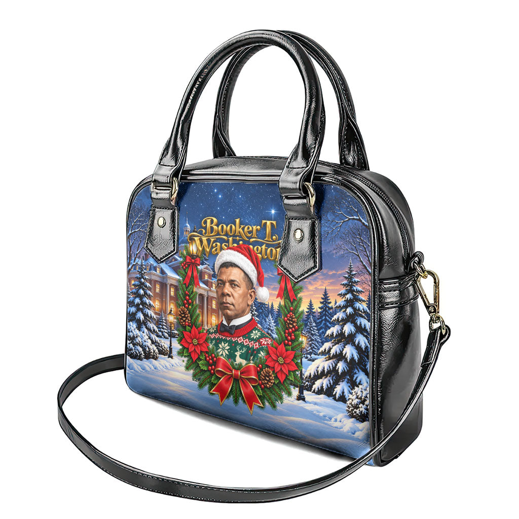 Booker T. Washington Christmas Shoulder Handbag Ugly Christmas Pattern Starry Winter Night