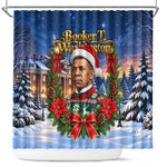 Booker T. Washington Christmas Shower Curtain Ugly Christmas Pattern Starry Winter Night