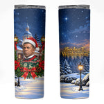 Booker T. Washington Christmas Skinny Tumbler Ugly Christmas Pattern Starry Winter Night
