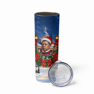 Booker T. Washington Christmas Skinny Tumbler Ugly Christmas Pattern Starry Winter Night
