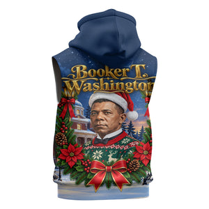 Booker T. Washington Christmas Sleeveless Zip Hoodie Ugly Christmas Pattern Starry Winter Night