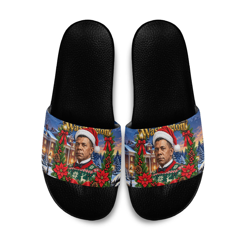Booker T. Washington Christmas Slide Sandals Ugly Christmas Pattern Starry Winter Night