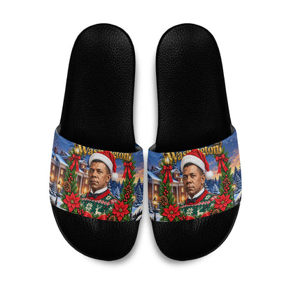 Booker T. Washington Christmas Slide Sandals Ugly Christmas Pattern Starry Winter Night