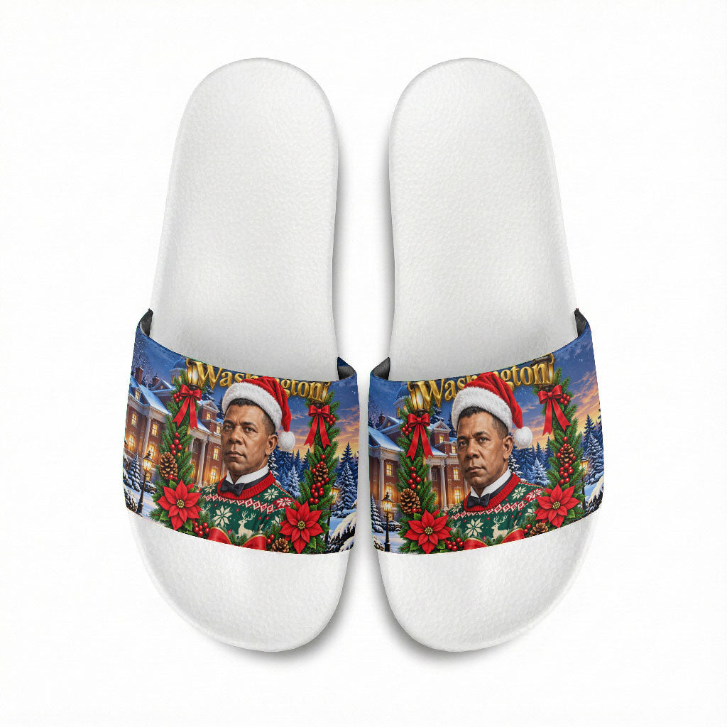 Booker T. Washington Christmas Slide Sandals Ugly Christmas Pattern Starry Winter Night