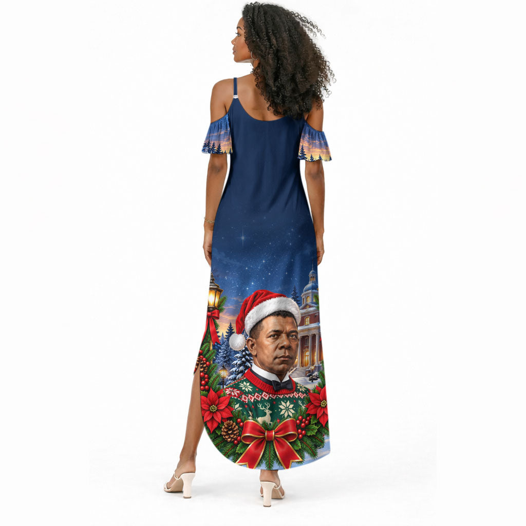 Booker T. Washington Christmas Summer Maxi Dress Ugly Christmas Pattern Starry Winter Night