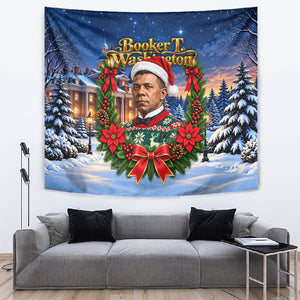 Booker T. Washington Christmas Tapestry Ugly Christmas Pattern Starry Winter Night