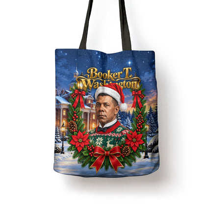 Booker T. Washington Christmas Tote Bag Ugly Christmas Pattern Starry Winter Night