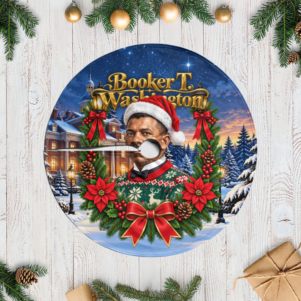 Booker T. Washington Christmas Tree Skirt Ugly Christmas Pattern Starry Winter Night