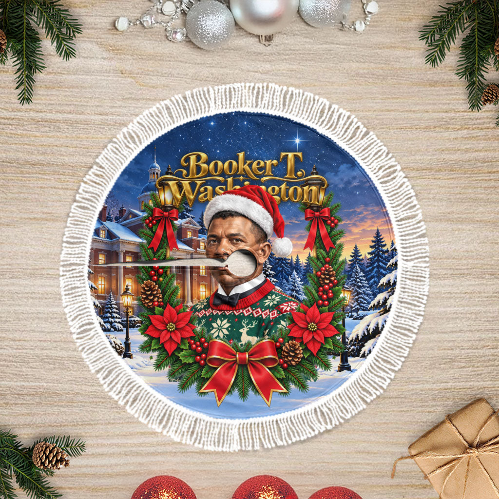 Booker T. Washington Christmas Tree Skirt Ugly Christmas Pattern Starry Winter Night