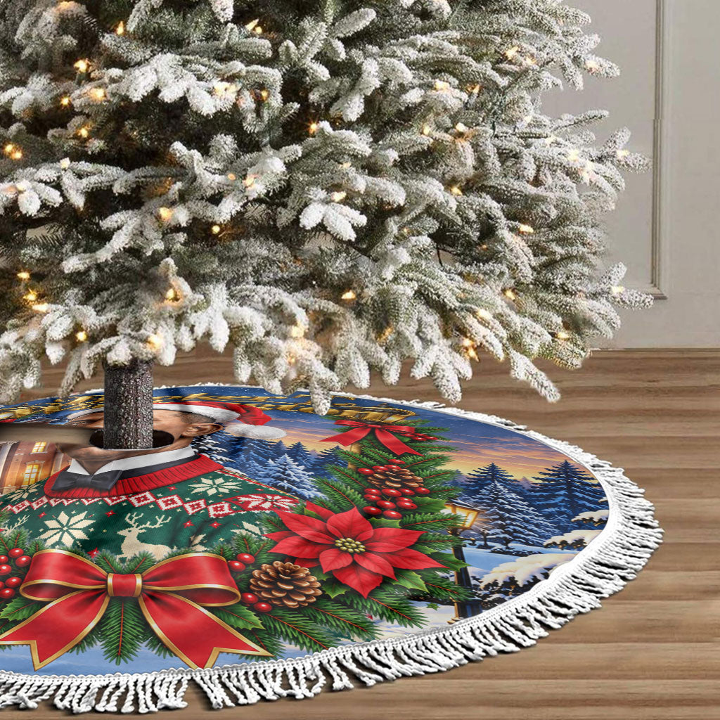 Booker T. Washington Christmas Tree Skirt Ugly Christmas Pattern Starry Winter Night