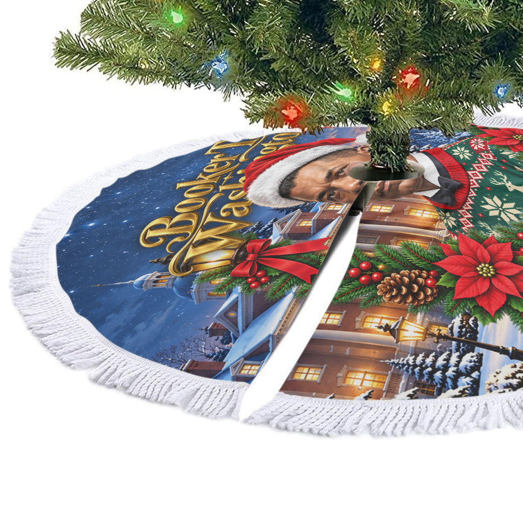 Booker T. Washington Christmas Tree Skirt Ugly Christmas Pattern Starry Winter Night