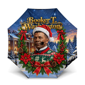 Booker T. Washington Christmas Umbrella Ugly Christmas Pattern Starry Winter Night