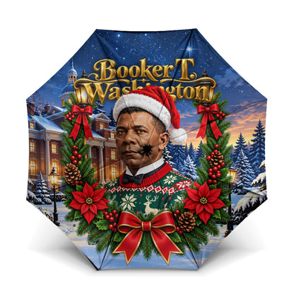 Booker T. Washington Christmas Umbrella Ugly Christmas Pattern Starry Winter Night
