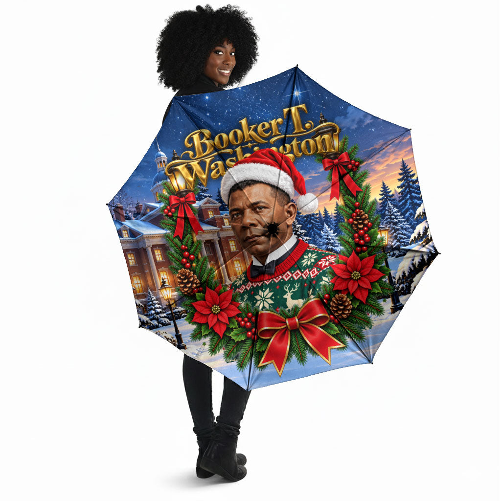 Booker T. Washington Christmas Umbrella Ugly Christmas Pattern Starry Winter Night