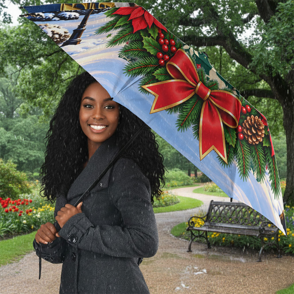 Booker T. Washington Christmas Umbrella Ugly Christmas Pattern Starry Winter Night