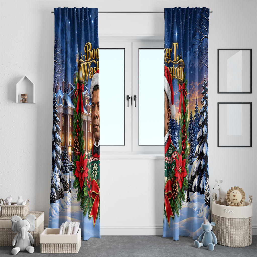 Booker T. Washington Christmas Window Curtain Ugly Christmas Pattern Starry Winter Night