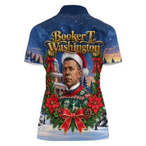 Booker T. Washington Christmas Women Polo Shirt Ugly Christmas Pattern Starry Winter Night
