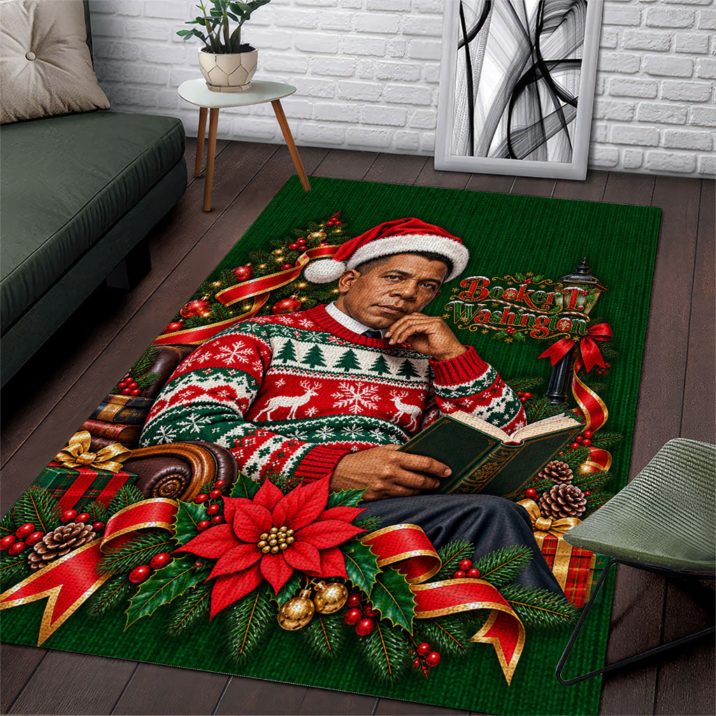 Booker T. Washington Christmas Area Rug Ugly Christmas Pattern Vintage Holiday