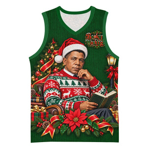 Booker T. Washington Christmas Basketball Jersey Ugly Christmas Pattern Vintage Holiday
