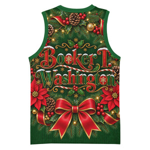 Booker T. Washington Christmas Basketball Jersey Ugly Christmas Pattern Vintage Holiday