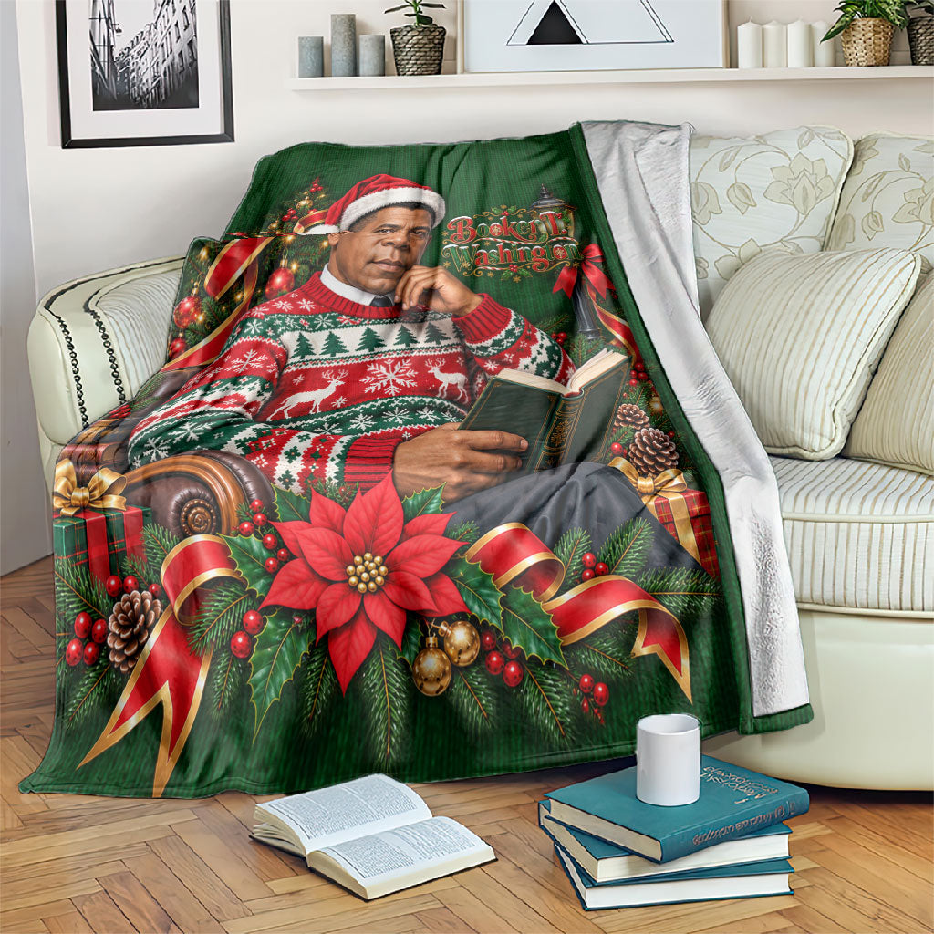Booker T. Washington Christmas Blanket Ugly Christmas Pattern Vintage Holiday
